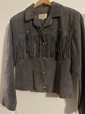 Scully Woman's Suede Fringe Jacket, Gray Xl