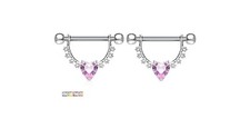 1 Pair CZ Heart Gem Nipple Rings Body Jewelry