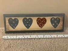Vintage Friendly Hearts, LTD Wooden Wall Hanging, 2 15/16” x 9”, circa 1987