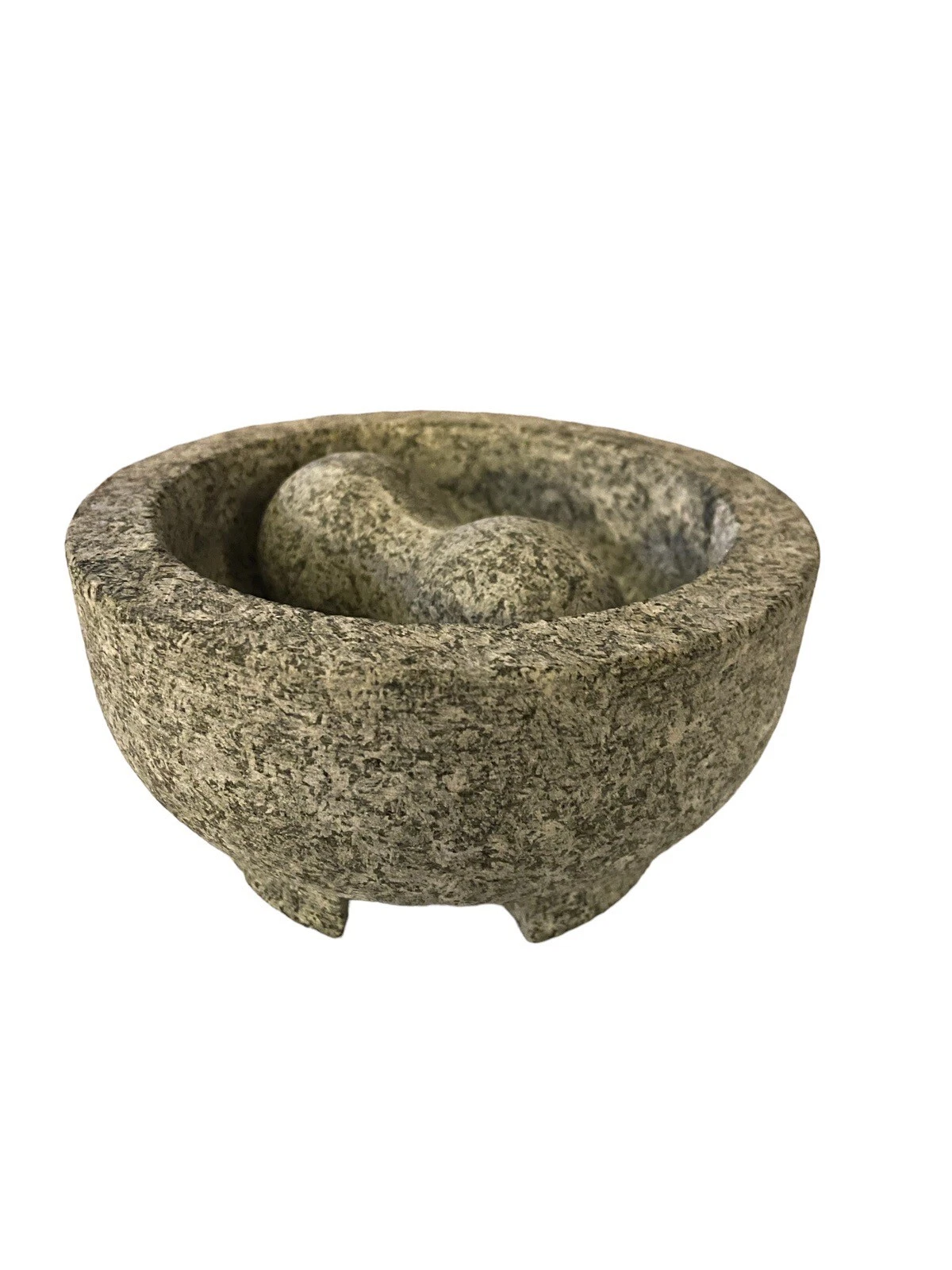 Granite Stone Mortar and Pestle Molcajete Mexican Salsa Bowl 6 Inch