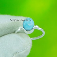 Larimar Gemstone 925 sterling silver handmade Gift Ring US size 5 to 10