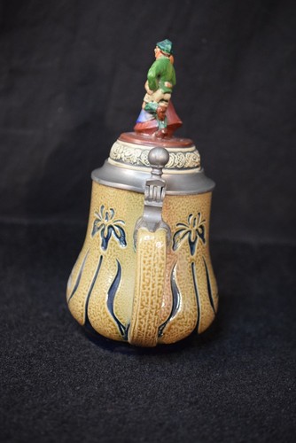 Vintage Gerz Pottery Lidded Beer Stein with Beer Hall Dancers - Picture 2 of 8