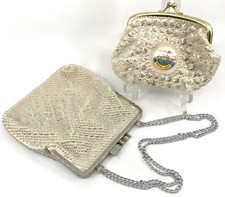 Vintage Evening Bag and Souvenir Coin Purse Windsor ON Hong Kong Beaded Unused
