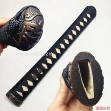 30CM Tsuka Handle Real Rayskin Black Silk Ito Japaness Samurai Sword Katana Hilt