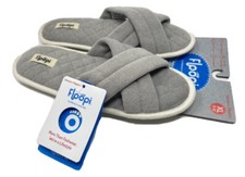 Floopi Gray Slide Slippers Womens Size XL 11-12 Open Toe Memory Foam NEW