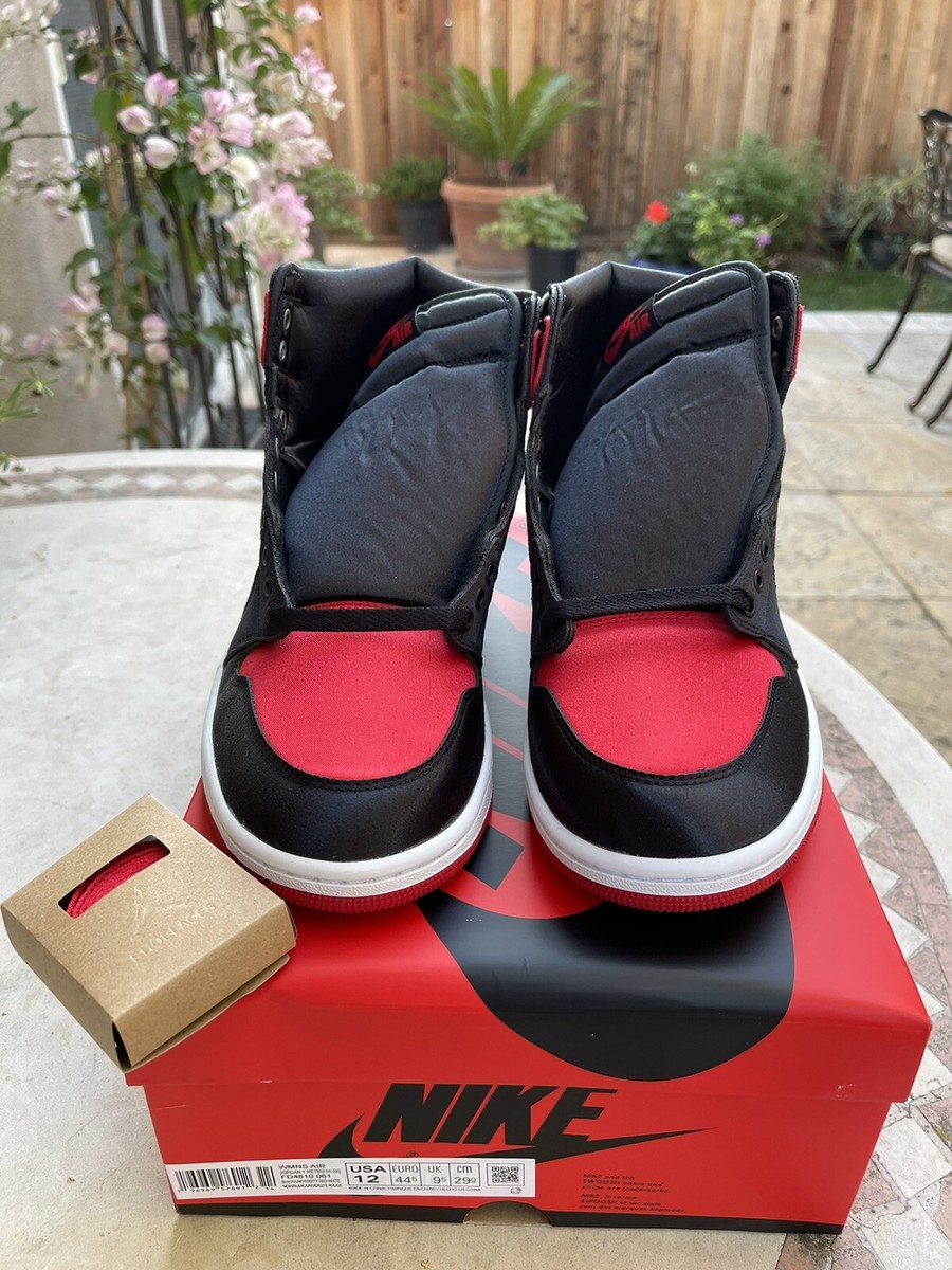 NEW Nike Air Jordan 1 High OG Satin Bred Women's Size 12 / Men's