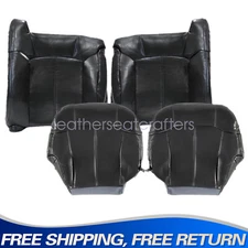 For 99-02 GMC Sierra Driver & Passenger Leather Seat Cover Dark Gray 4PCS