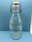 Vintage Clear Glass One Quart Milk Bottle Thatcher's Dairy Embossed Cow 1965
