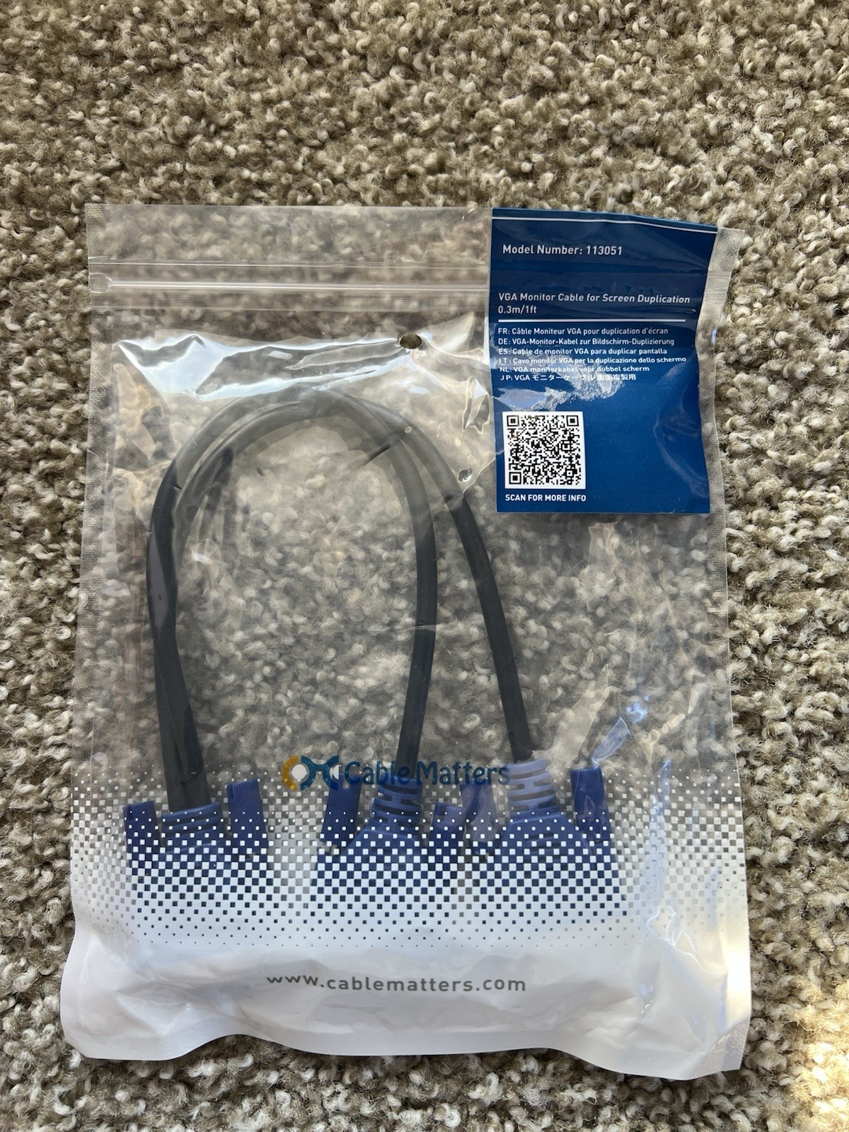 VGA Monitor Y-Splitter Cable 1ft Screen Duplication Dual Dis