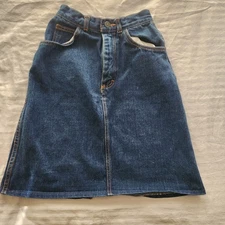 Vintage Gitano Women Denim A Line Short Dark Blue Indigo Jean Skirt Size 4-5