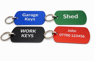 Personalisiert Schlüssel Tag Graviert Name Telefon Id Keyring Garage Schuppen