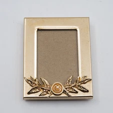 St. John Vintage Gold Tone Mini Picture Frame with Laurel Wreath Logo 2.75"
