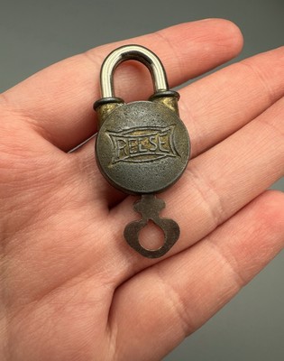 Vintage Miniature Reese Padlock With Key - Works! - Estate Find