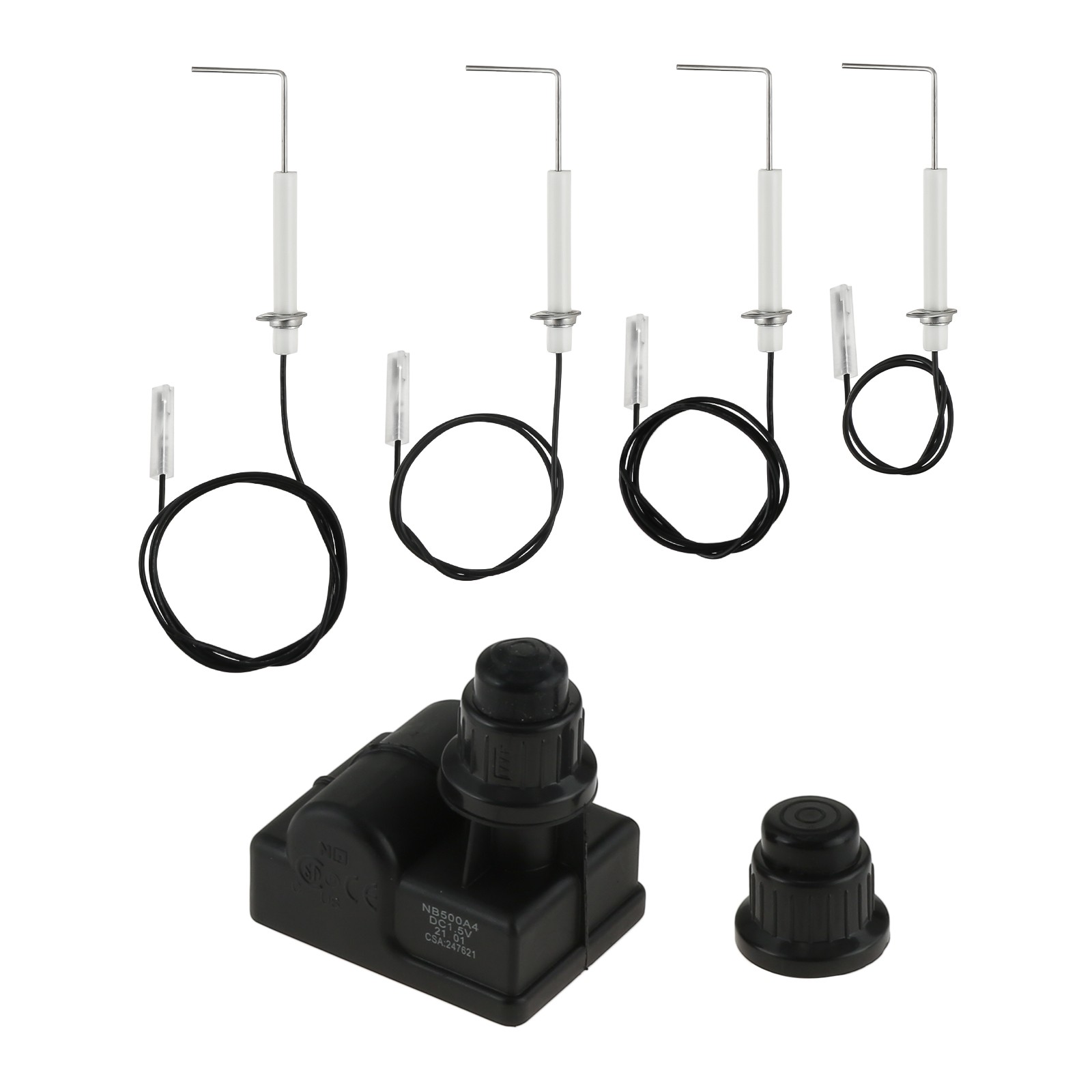 BBQ Gas Grill Igniter Assembly Spark Generator 4Pcs Electrode Ignitor Wire Set