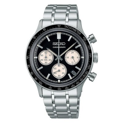 [A4P] New Seiko Selection SBTR055 Quartz Chronograph Black Dial Watch [n23]