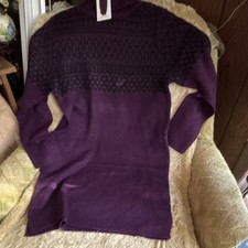 Gloria Vanderbilt Sweater Dress Fair Isle Black Lurex Turtleneck Size S