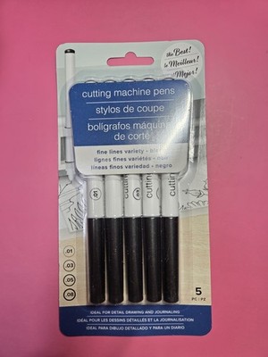 American Crafts Cutting Machine Pens Fine Lines Black Pack of 5 with 4 Size Nibs