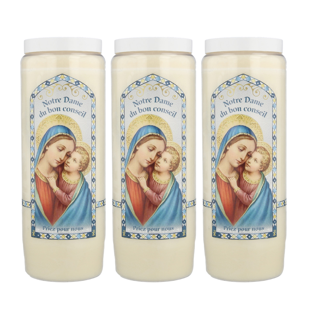 Bougie Neuvaine Notre Dame du Bon Conseil - Lot de 3 contre le stress et pour la clarté