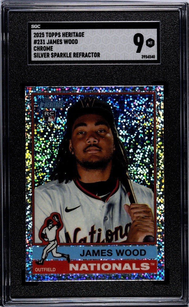 2025 Topps Heritage - James Wood #231 Chrome Silver Sparkle Refractor (RC)