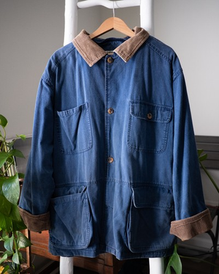 #ad VTG Northwoods DownWear Chore Jacket XL Blue Corduroy Collar Zip In Down Liner $29.99