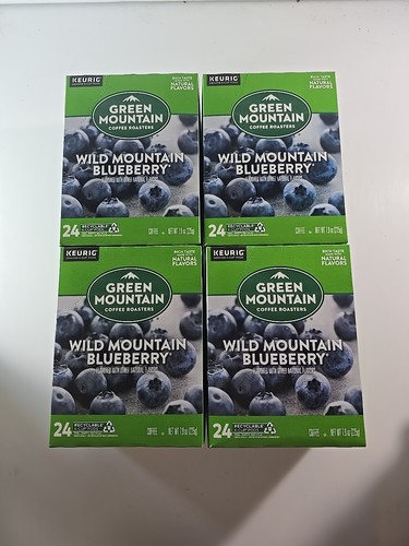 4 Boxes Green Mountain Wild Mountain Blueberry Coffee K-Cups 24 Each USE BY 2027
