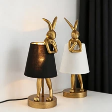 Rabbit Table Lamp Modern Golden Lamp Desk Light Office Bedroom Durable 2 Colors