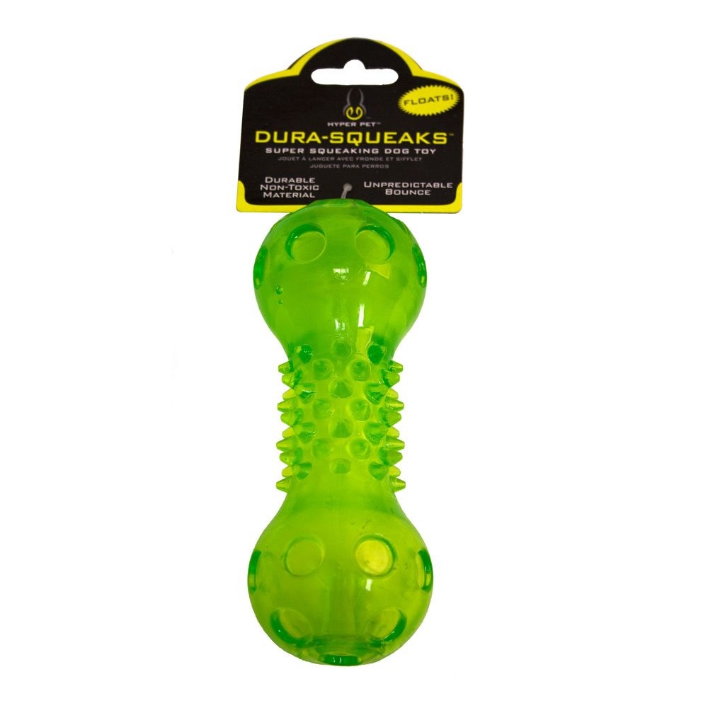 Hyper Pet Dura-Squeaks Barbell Interactive Fetch Dog Toy wit