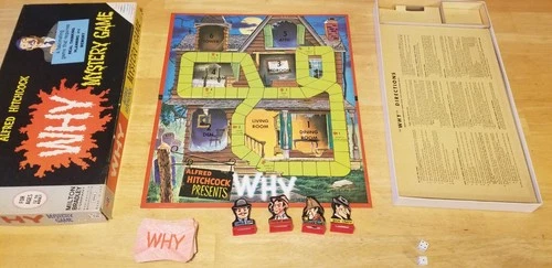 vintage WHY Alfred Hitchcock Mystery boardgame 1958 Milton Bradley complete