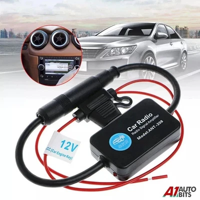 FM AM Signal Amplifier 12V Universal Car Radio Signal Booster Din Aerial Antenna