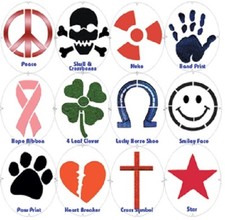 TOURNA Fun Racquet String Stencils Peace/Nuke/Heart/Smiley Face