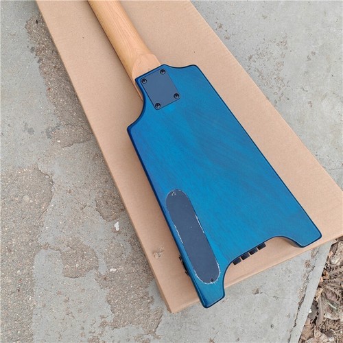 Blue 4 Strings Headless Electric Bass Guitar ,Mahogany Body Roasted Maple Neck - Picture 5 of 7