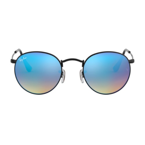 Occhiali da sole uomo donna Ray Ban Round 3447 002/4O Nero Lenti Blu a  Specchio | eBay