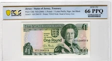 Jersey 2000 1 Pound PCGS Banknote UNC Gem 66 PPQ Pick 26b