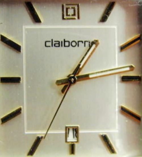 Claiborne Date Glo Hands Brown Leather Band Quartz New Battery Runs Woman Watch