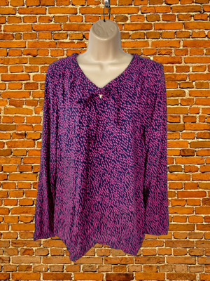 DAMEN CREW KLEIDUNG GRÖSSE UK 12 MARINEBLAUROSA HERZ LANGARM TUNIKA BLUSE SHIRT