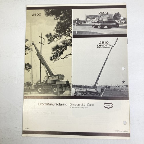 Vintage DROTT Model 1500 And 1800 Cruz Crane Original Sales Brochure - Picture 2 of 7