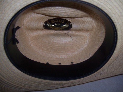 Men's Beige Palm Leaf Straw Hat EDDY BROTHERS HAT CO. Size 7 - 56CM - Picture 7 of 8