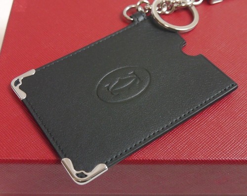 Authentique porte-clés Cartier, étuis à remise cartes cuir #1325