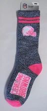 Cleveland Browns Crew Socks Medium Size 5 to 10 Melange Pink