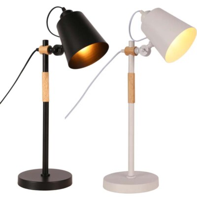 Scandi Sleek E27 Desk Lamp Black White TEKLED UK