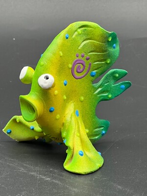 Colorful Marine Fish Figurine Pond Scum Ceramics 2011 3.5'' H UV Reactive Paint