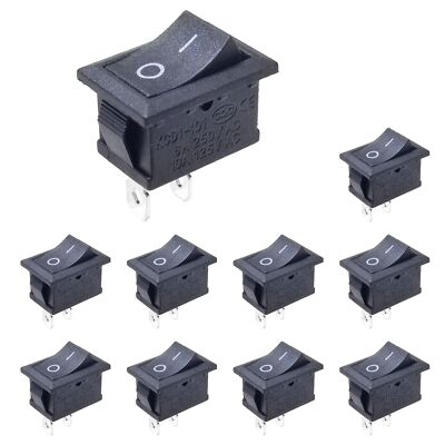 10Pcs KCD1 6A250V 10A125V On/Off Boat Rocker Switch 2 Pin Position Snap Can b...