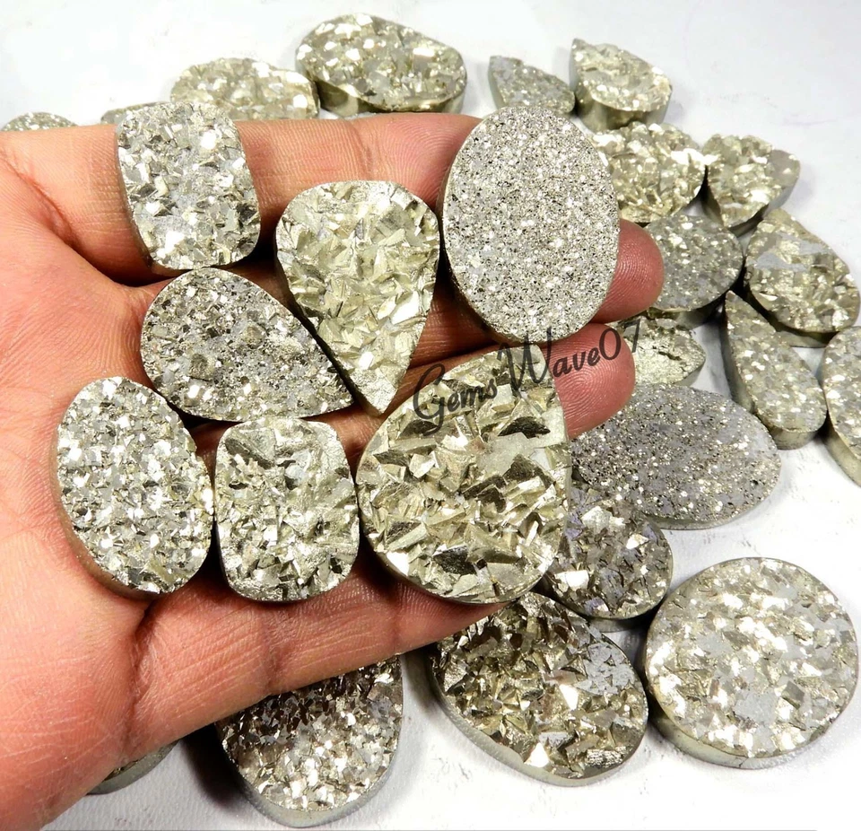 Natural Pyrite Druzy Geode Golden Cabochon Gemstone Wholesale Lot Up To 5000 Cts - Image 3 of 4