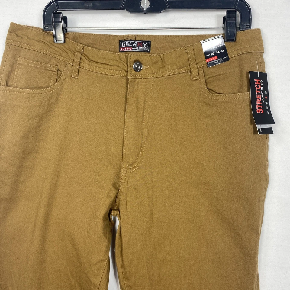 Galaxy Men's Pants Stretch Skinny Chino Size 34x Timber Brown NWT - Image 3 of 4