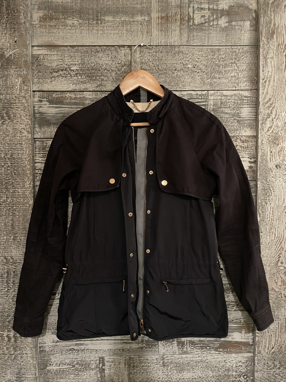 Zara Basic Jacket Full Zip Gold Hardware Blue Wom… - image 5