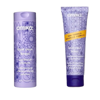 Amika Bust Your Brass cool blonde Shampoo & Conditioner 60 ml (Reisegröße)