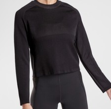 Athleta Black Turbo Seamless Sweatshirt Crewneck Size Small EUC