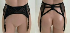 Victoria's Secret Dream Angels Lingerie Luxe Sheer Garter Belt Black