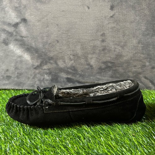 Minnetonka Britt Mocasines Zapatillas Piel Sintética Forrado Gamuza Negro Zapatos Mujer 8 - Imagen 4 de 12