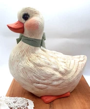 Large Fat Country Ceramic Duck Rosy Checks /eyelashes Signed G. Weisen Easter